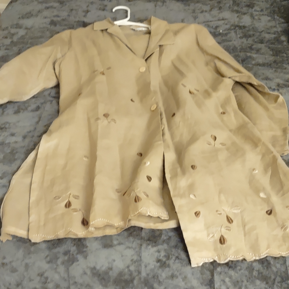 Tan 2 pc Skirt & Jacket with Decorative Embellishments
